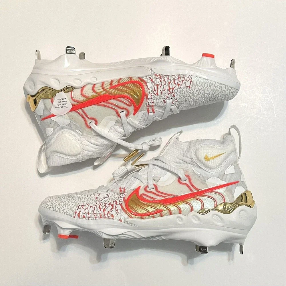 NIKE Alpha Huarache NXT Baseball Cleats Mens 11 Playoff Pack White Gold Crimson - Picture 3 of 7